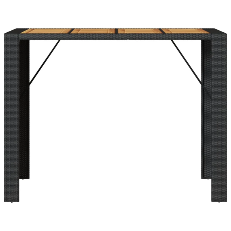 vidaXL dārza galds ar akācijas virsmu, melns, 145x80x110 cm, PE pinums