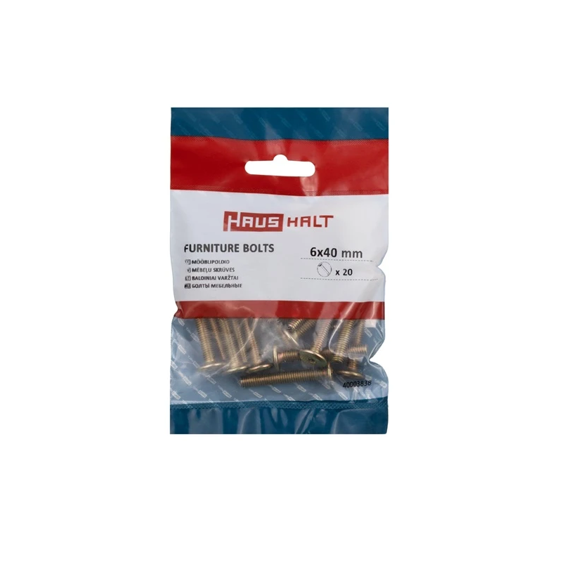 Mēbeļu skrūve m6x40 dzelt 20gab.