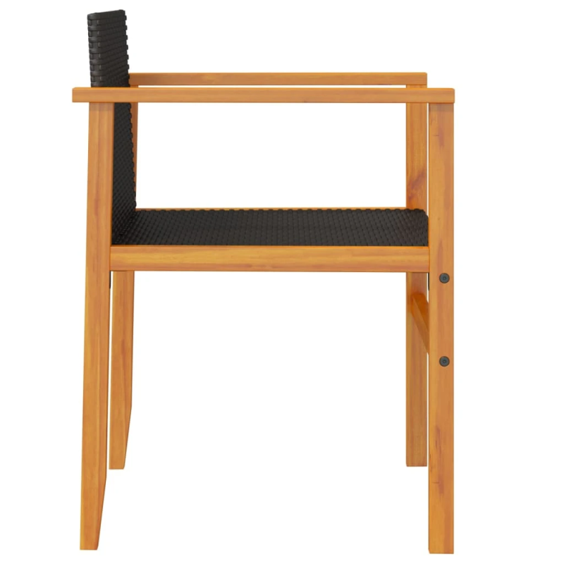 vidaXL dārza krēsli, 2 gab., melna PE rotangpalma, masīvkoks