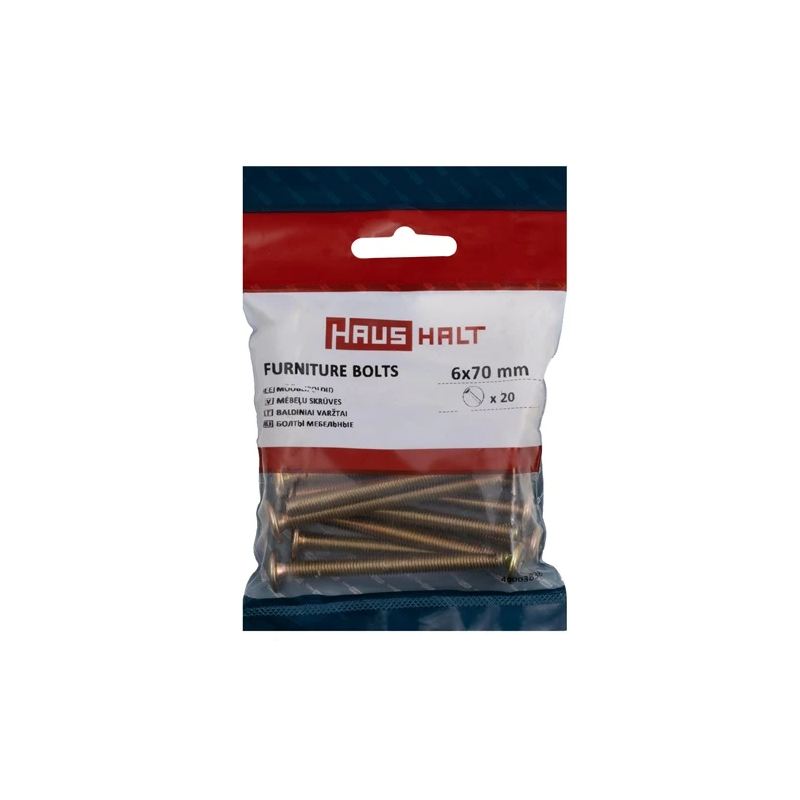 Mēbeļu skrūve m6x70 dzelt 20gab.