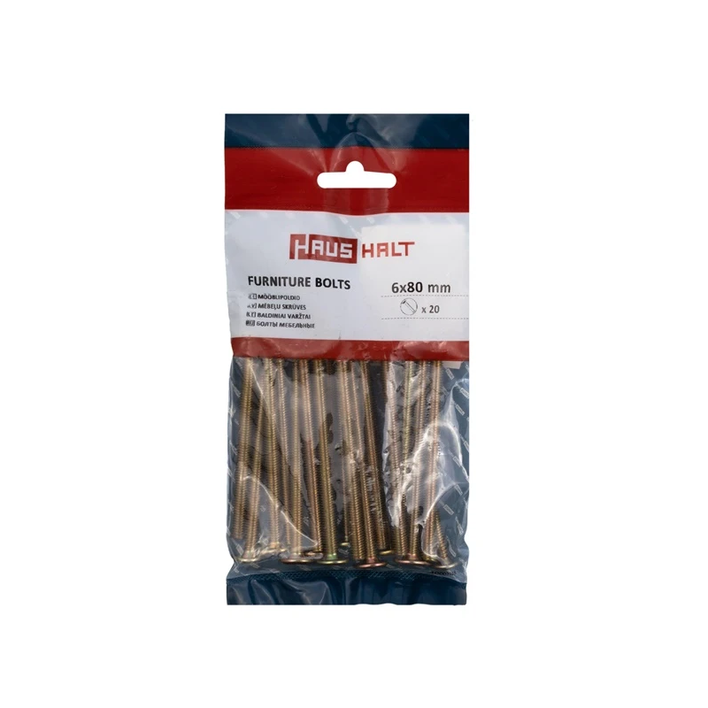 Mēbeļu skrūve m6x80 dzelt 20gab.