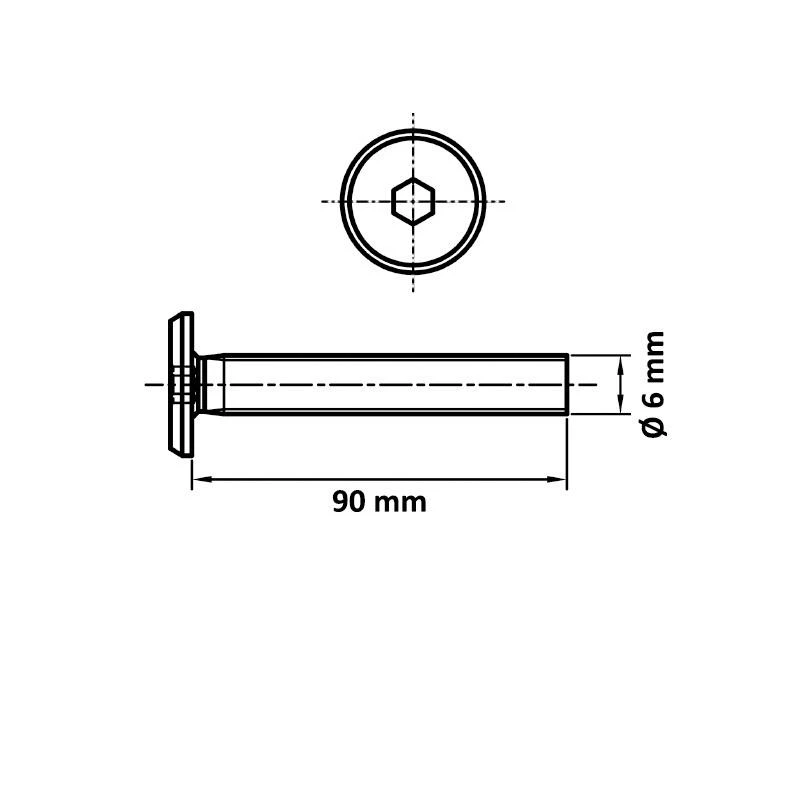 Mēbeļu skrūve m6x90 dzelt 20gab.