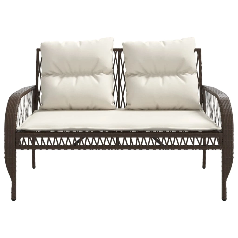 vidaXL 4-daļīgs dārza dīvānu komplekts, matrači, brūna PE rotangpalma