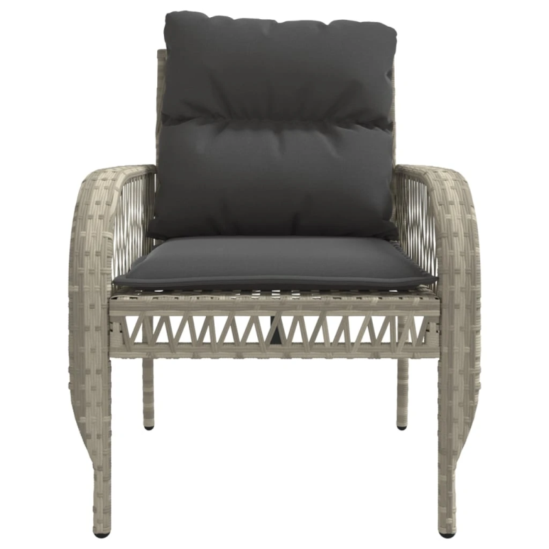 vidaXL 4-daļīgs dārza dīvānu komplekts,matrači, gaiši pelēka PE pinums