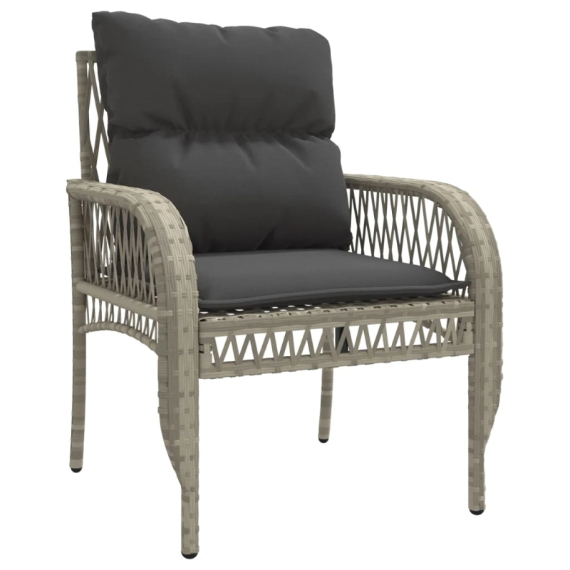 vidaXL 4-daļīgs dārza dīvānu komplekts,matrači, gaiši pelēka PE pinums