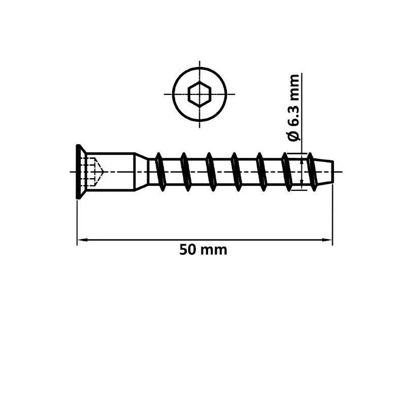 Konformāts 6.3x50mm zn 20gab.