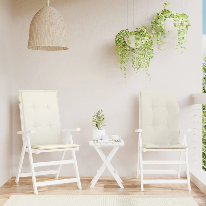 vidaXL dārza krēslu spilveni, 2 gab., krēmkrāsā, 120x50x4 cm, audums