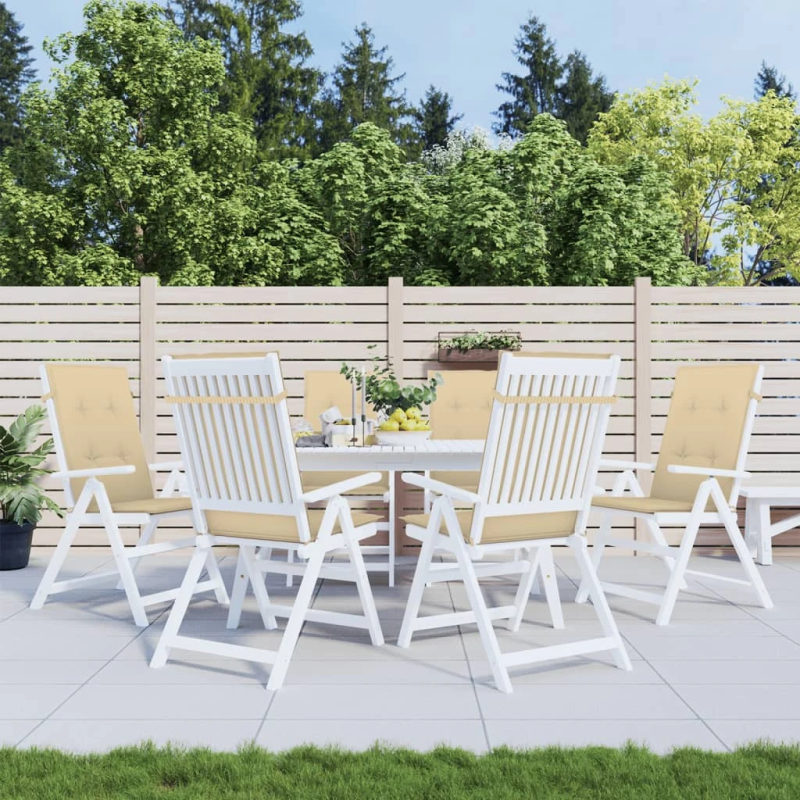 vidaXL dārza krēslu spilveni, 6 gab., bēši, 120x50x4 cm, audums