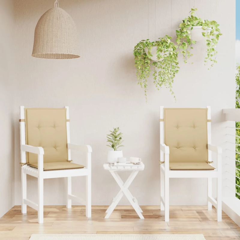 vidaXL dārza krēslu spilveni, 2 gab., bēši, 100x50x4 cm, audums