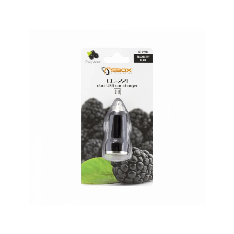 Sbox CC-221B Dual USB Car Charger CC-221B blackberry black