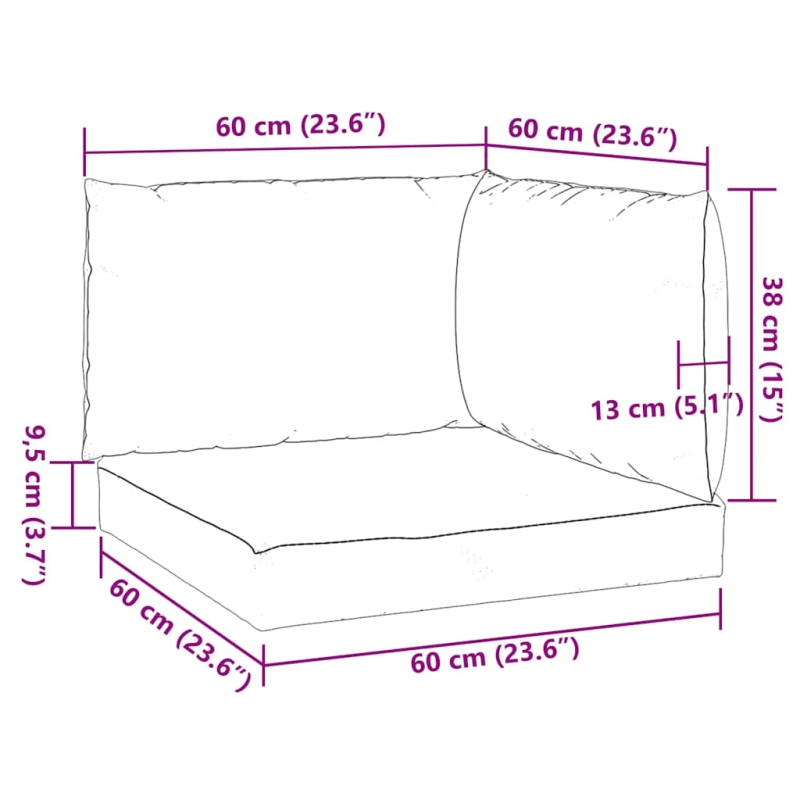 vidaXL palešu spilveni, 3 gab., audums, zils