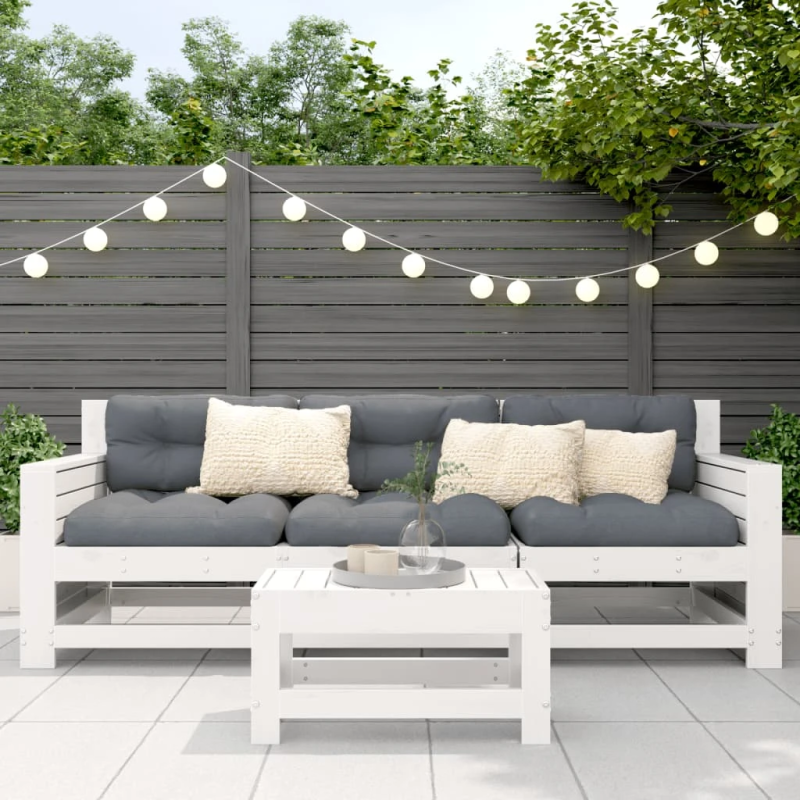 vidaXL dārza kājsoliņš, balts, 62x30x32 cm, priedes masīvkoks