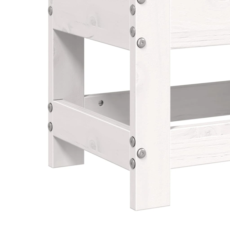 vidaXL dārza kājsoliņš, balts, 62x30x32 cm, priedes masīvkoks