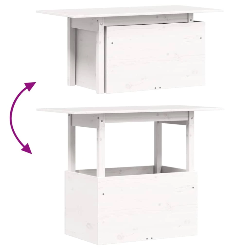 vidaXL dārza galds, 100x50x75 cm, priedes masīvkoks, balts