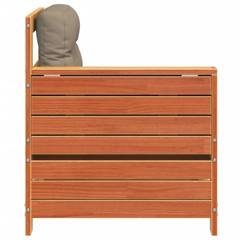 vidaXL dārza dīvāns ar matračiem, vaska brūnas priedes masīvkoks