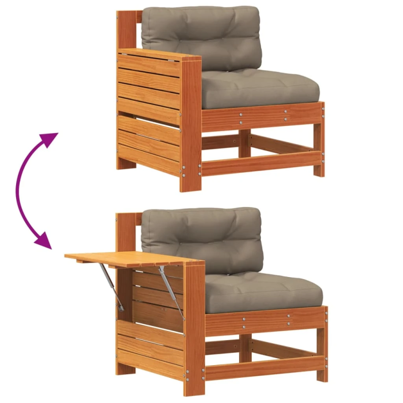 vidaXL dārza dīvāns ar matračiem, vaska brūnas priedes masīvkoks