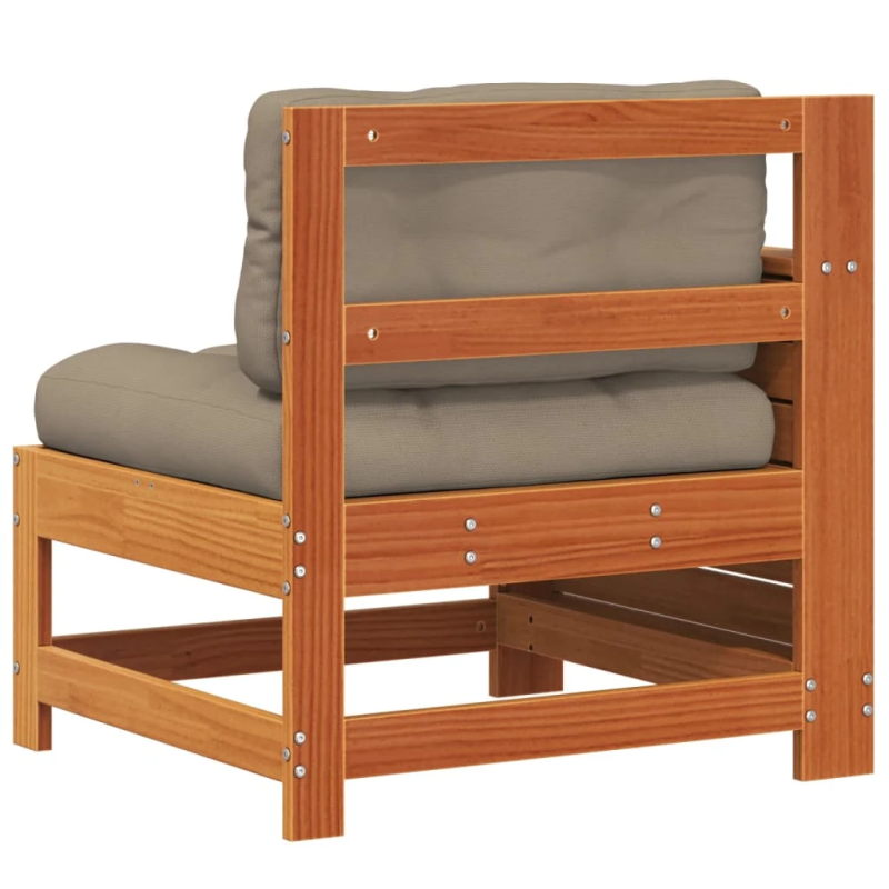 vidaXL dārza dīvāns ar matračiem, vaska brūnas priedes masīvkoks