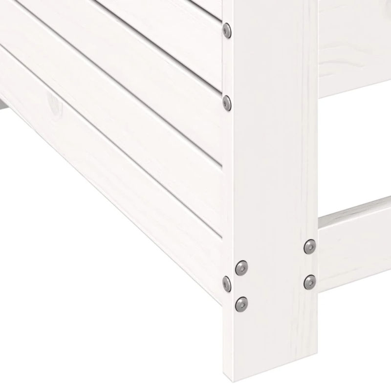 vidaXL dārza dīvāns ar matračiem, balts priedes masīvkoks