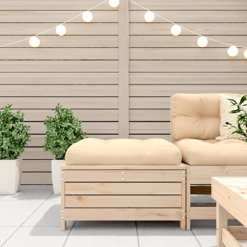 vidaXL dārza soliņš ar matraci, priedes masīvkoks