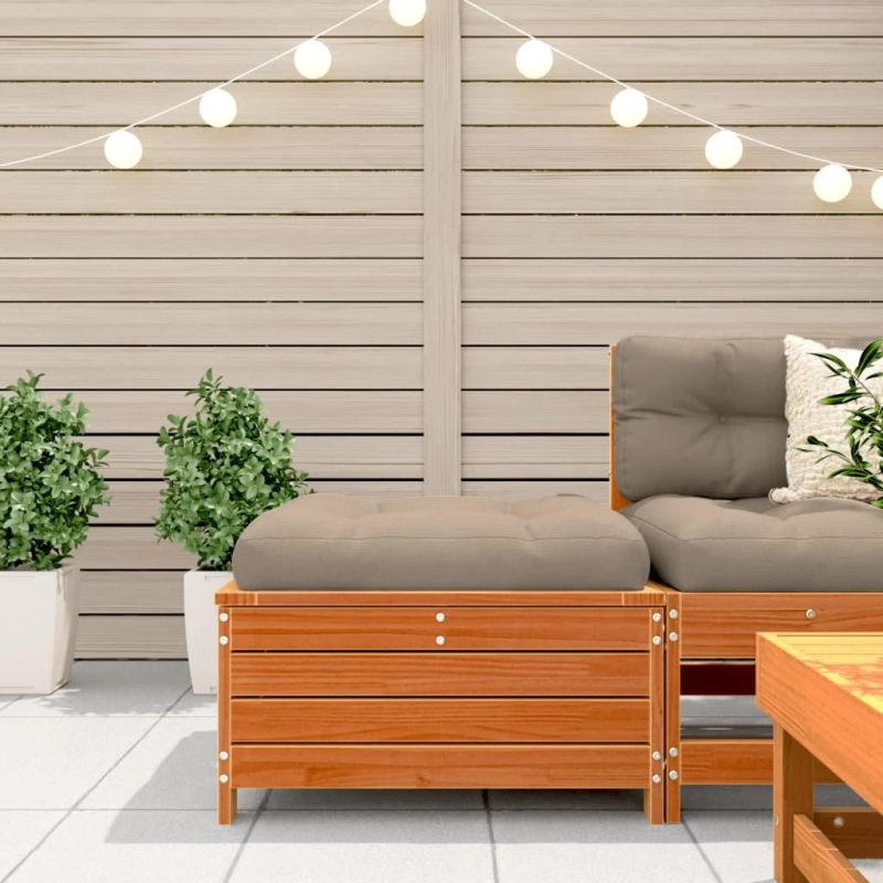 vidaXL dārza soliņš ar matraci, vaska brūnas priedes masīvkoks