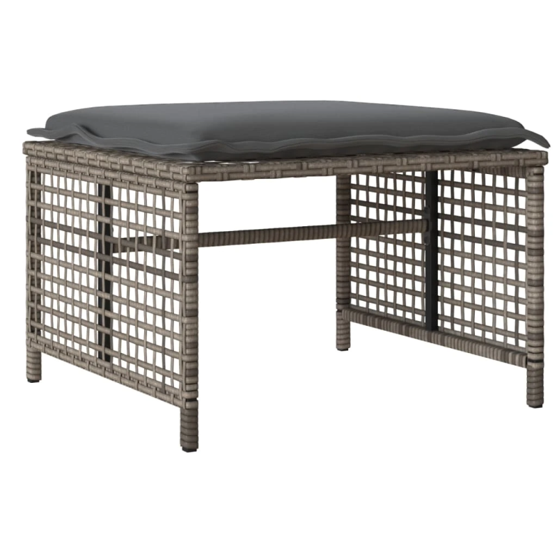 vidaXL 4-daļīgs dārza dīvānu komplekts, pelēka PE rotangpalma, stikls