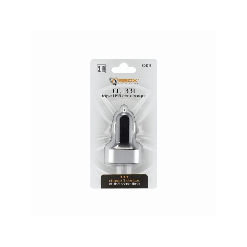 Sbox Car Charger CC-331B 3.1A black-grey
