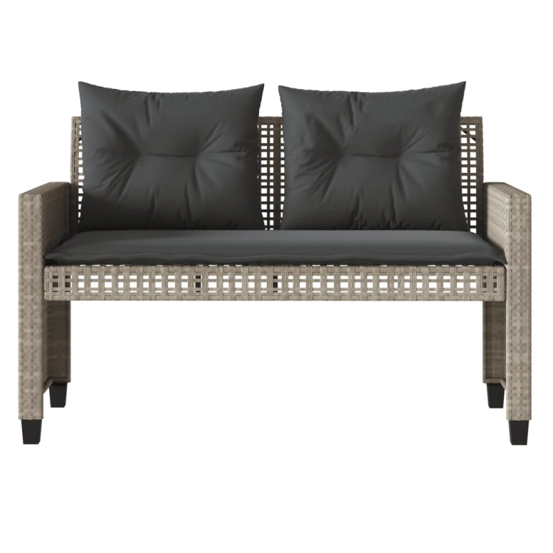 vidaXL 4-daļīgs dārza dīvānu komplekts, gaiši pelēka PE pinums, stikls