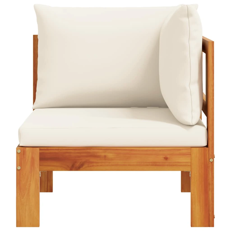 vidaXL dārza stūra dīvāns ar spilveniem, akācijas masīvkoks