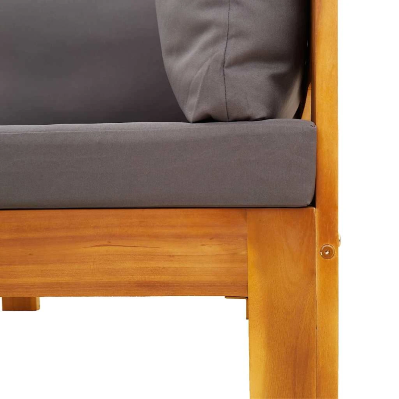 vidaXL dārza stūra dīvāns ar spilveniem, akācijas masīvkoks