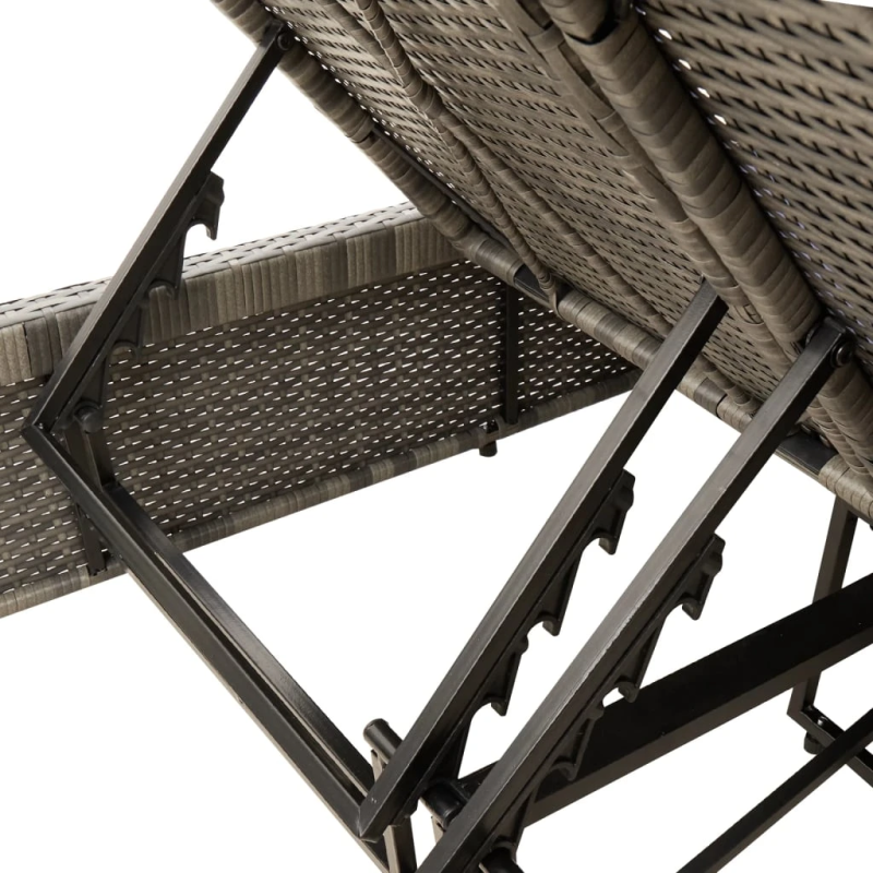 vidaXL divvietīgs sauļošanās krēsls ar matračiem pelēka PE rotangpalma