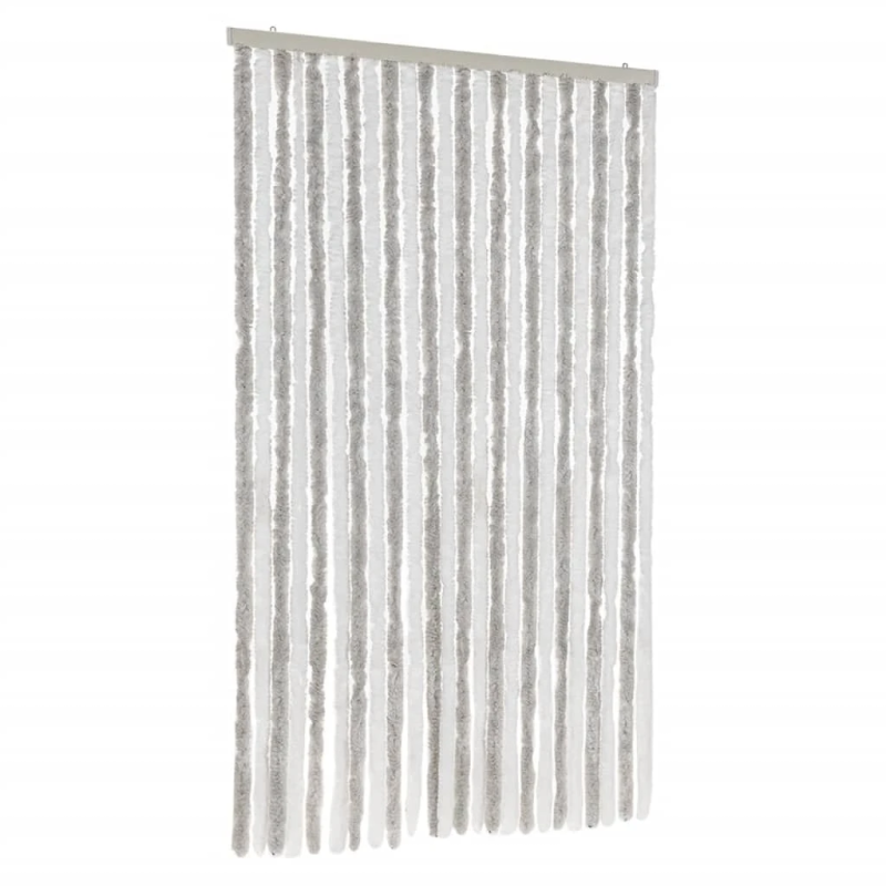 vidaXL kukaiņu aizkars, gaiši pelēks un balts, 100x230 cm, šenils