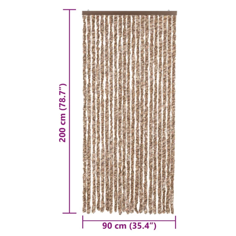 vidaXL kukaiņu aizkars, bēšs un tumši brūns, 90x200 cm, šenils