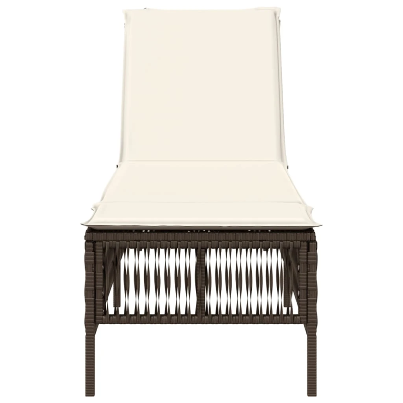 vidaXL sauļošanās zvilnis ar matraci, brūna, PE rotangpalma