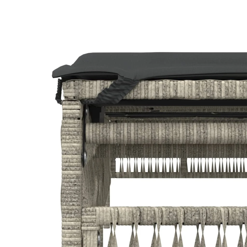 vidaXL sauļošanās krēsls ar matraci, gaiši pelēks, PE rotangpalma