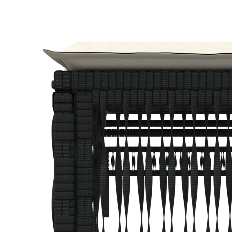 vidaXL sauļošanās zviļņi, 2 gab., ar galdiņu, melna PE rotangpalma