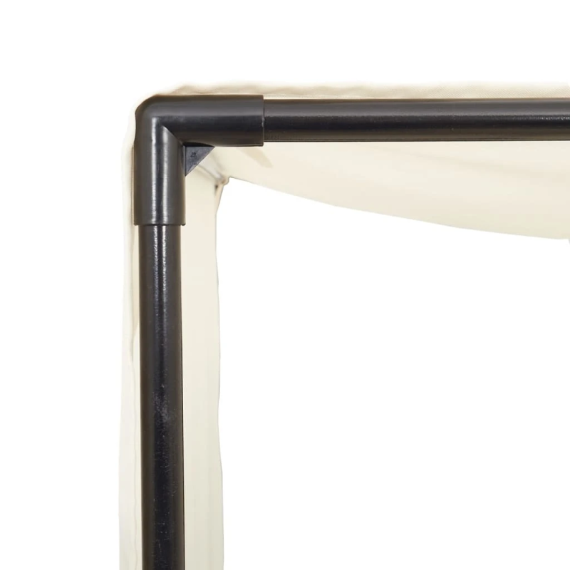 vidaXL divvietīgs sauļošanās krēsls ar jumtu un aizkariem, bēša PE