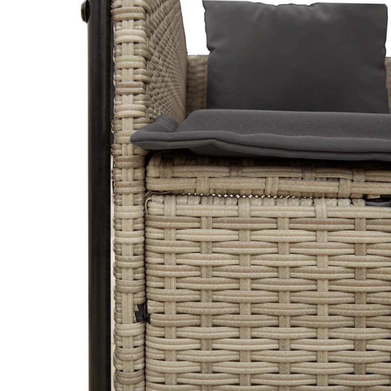 vidaXL divvietīgs sauļošanās krēsls ar jumtu un aizkariem, PE