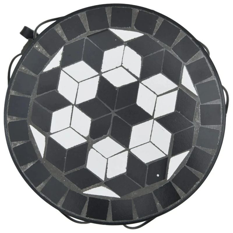 vidaXL augu galdi, 3 gab., melni ar baltu, keramika