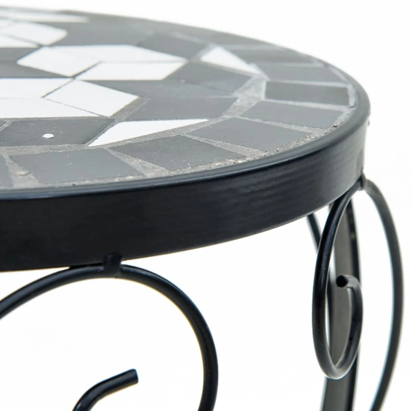 vidaXL augu galdi, 3 gab., melni ar baltu, keramika