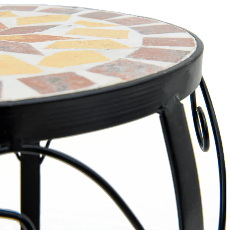 vidaXL augu galdi, 3 gab., sarkanbrūni ar baltu, keramika