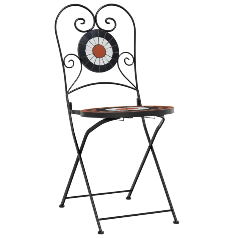 vidaXL bistro krēsli, salokāmi, 2 gab., sarkanbrūni ar baltu, keramika