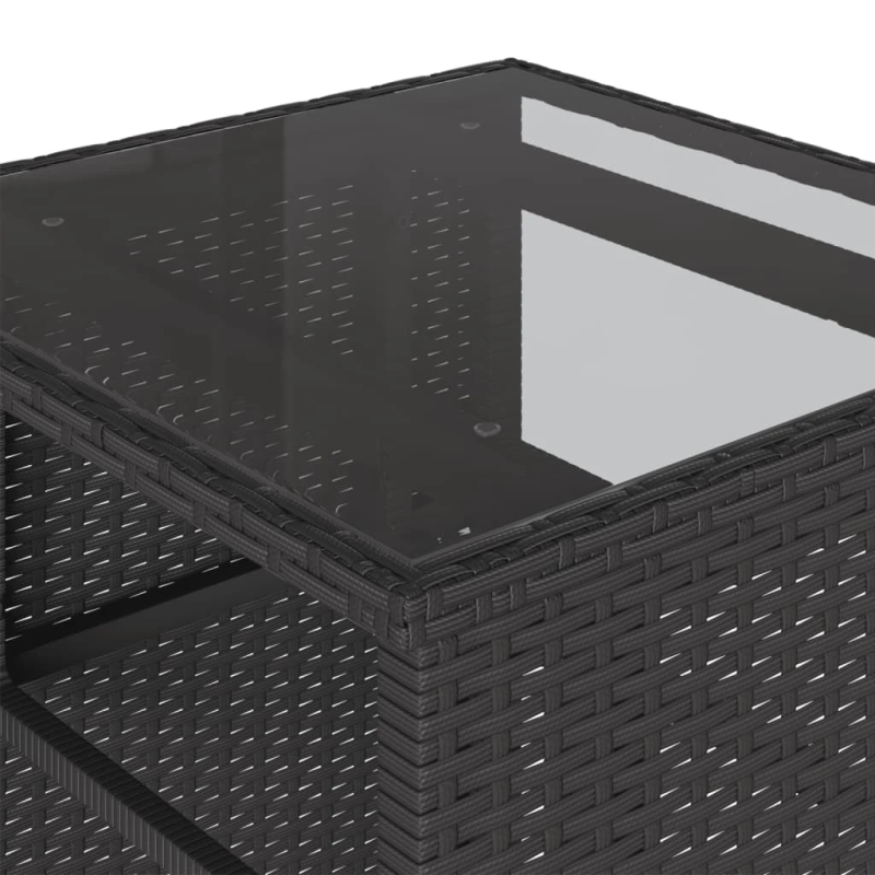 vidaXL 3-daļīgs bistro mēbeļu komplekts, matrači, melna PE rotangpalma