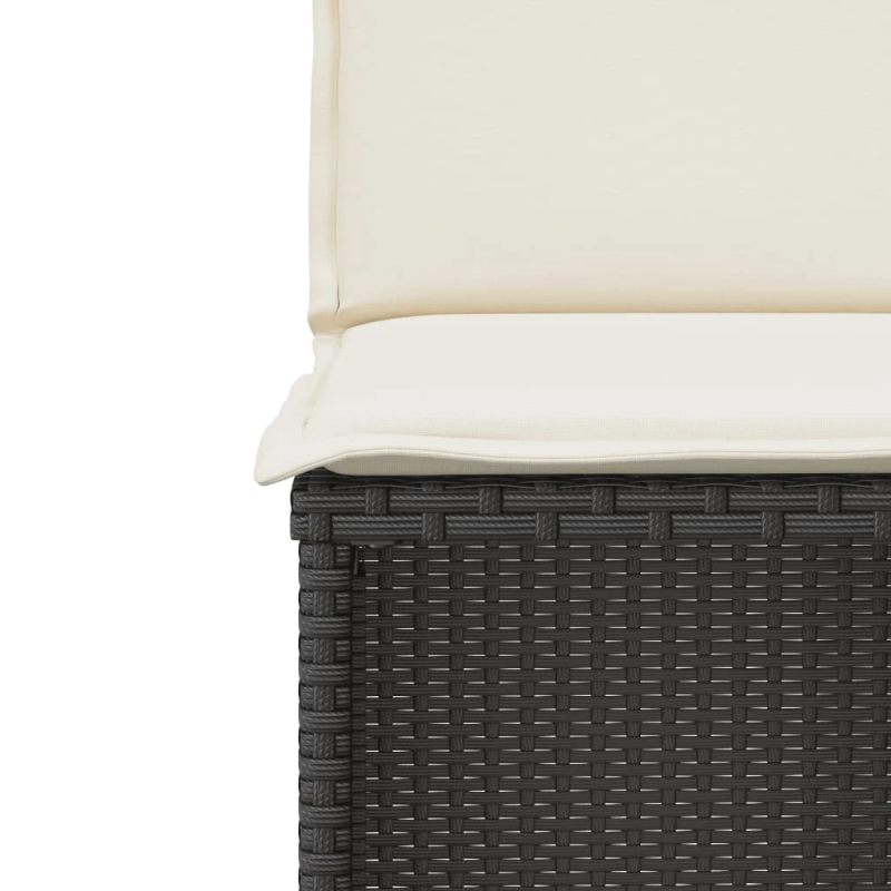 vidaXL 3-daļīgs bistro mēbeļu komplekts, matrači, melna PE rotangpalma