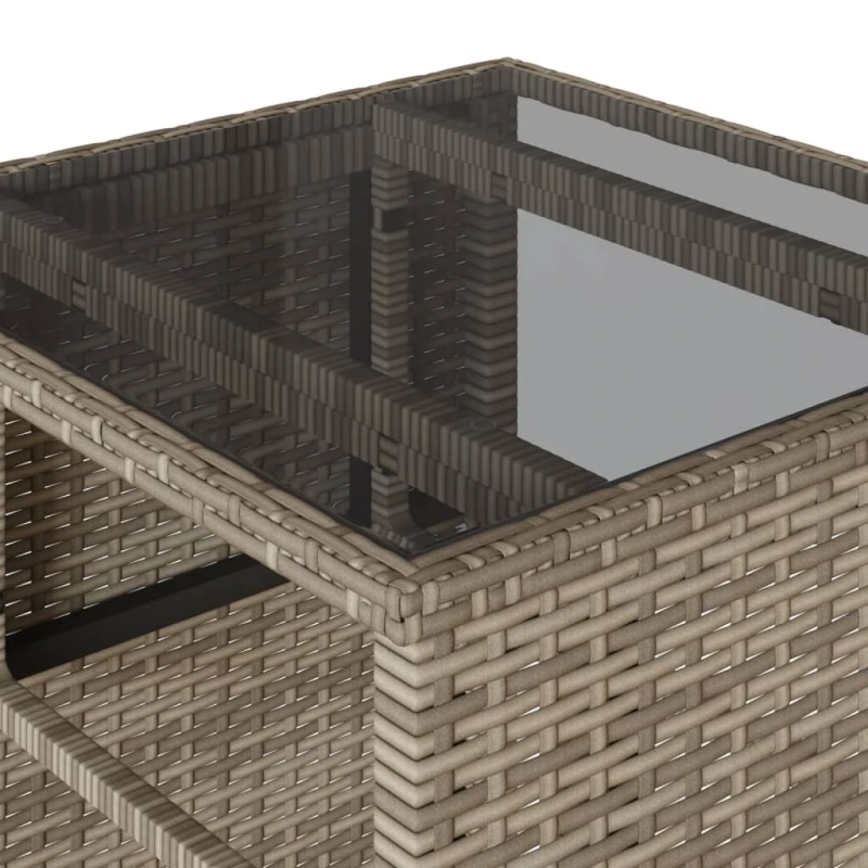 vidaXL 3-daļīgs bistro mēbeļu komplekts, matrači,pelēka PE rotangpalma