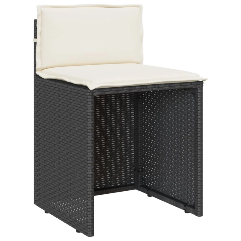 vidaXL 3-daļīgs bistro mēbeļu komplekts, matrači, melna PE rotangpalma