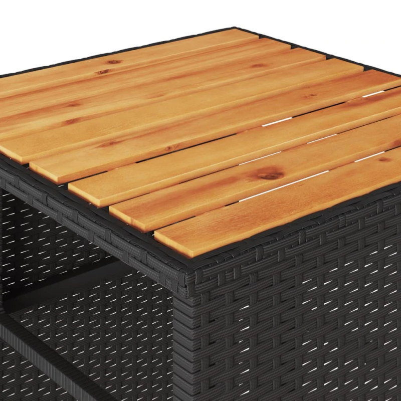 vidaXL 3-daļīgs bistro mēbeļu komplekts, matrači, melna PE rotangpalma