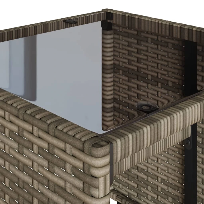 vidaXL 4-daļīgs dārza dīvāna komplekts ar matračiem, pelēks PE pinums