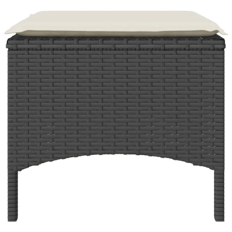 vidaXL divvietīgs dārza dīvāns ar galdiņu un soliņiem, melns, PE