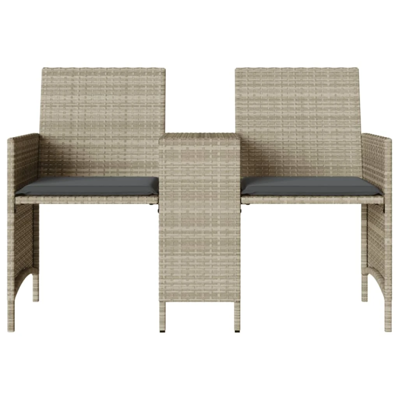 vidaXL divvietīgs dārza dīvāns ar galdu un krēsliem, pelēks, PE