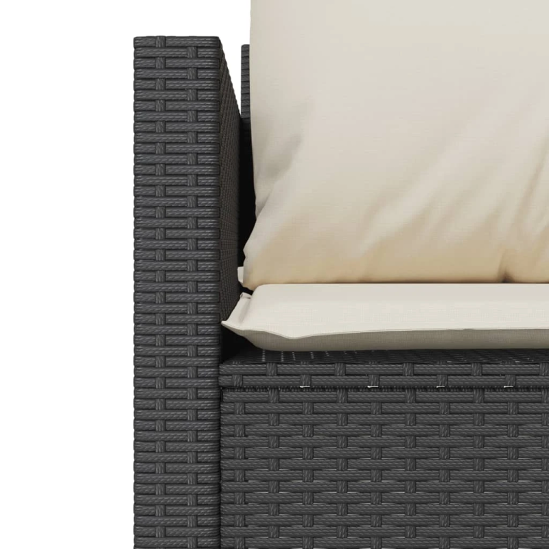 vidaXL 3-daļīgs bistro mēbeļu komplekts, matrači, melna PE rotangpalma